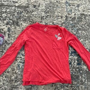 Red Long Sleeve Kids Shirt with Heart Design